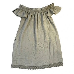 Zara Basic Off the  Shoulder Dress Grey-Green XS Beachy Cottage Preppy Prairie